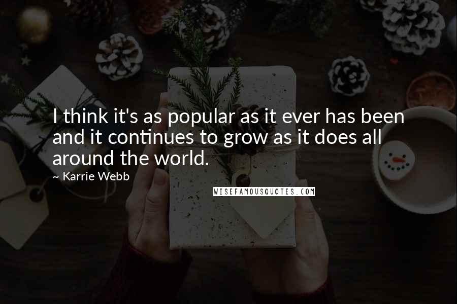 Karrie Webb Quotes: I think it's as popular as it ever has been and it continues to grow as it does all around the world.