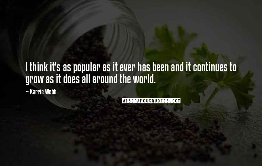 Karrie Webb Quotes: I think it's as popular as it ever has been and it continues to grow as it does all around the world.