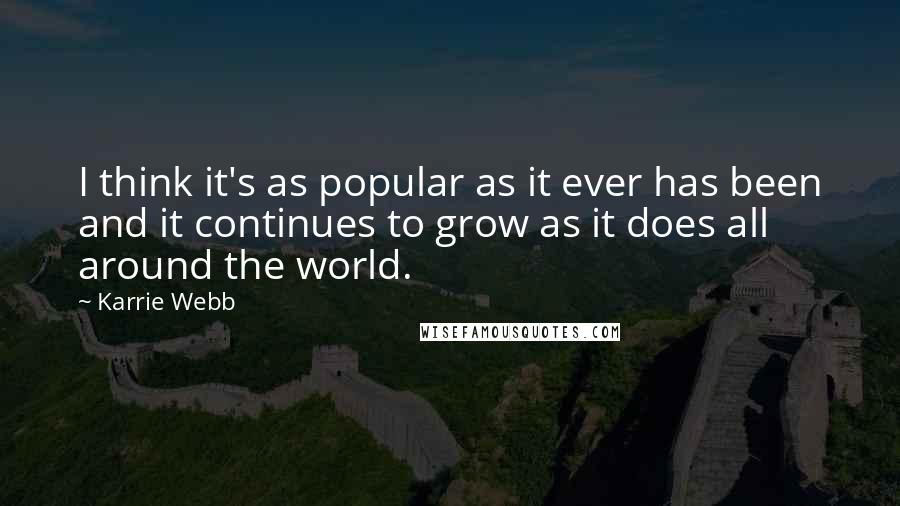 Karrie Webb Quotes: I think it's as popular as it ever has been and it continues to grow as it does all around the world.