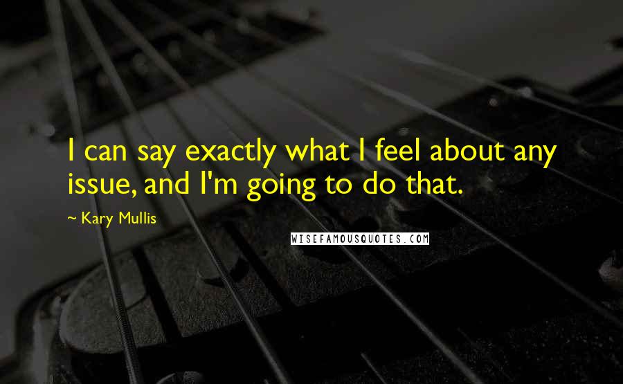 Kary Mullis Quotes: I can say exactly what I feel about any issue, and I'm going to do that.