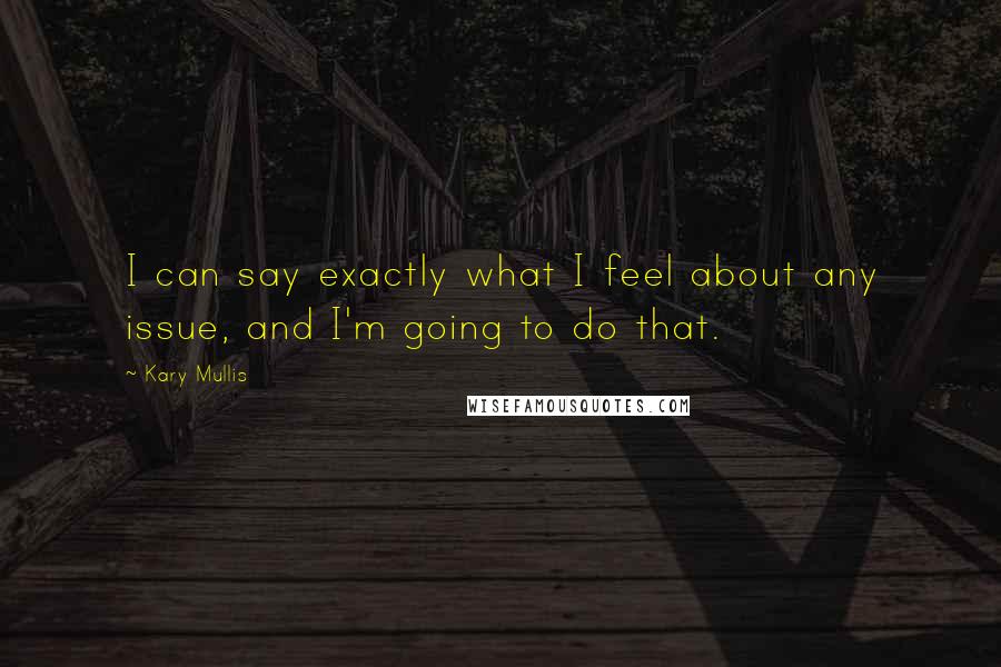 Kary Mullis Quotes: I can say exactly what I feel about any issue, and I'm going to do that.