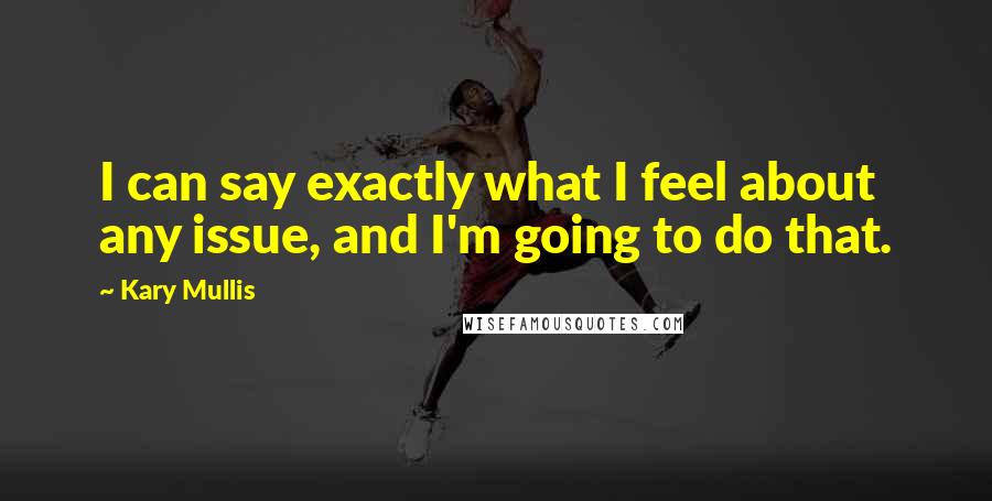 Kary Mullis Quotes: I can say exactly what I feel about any issue, and I'm going to do that.