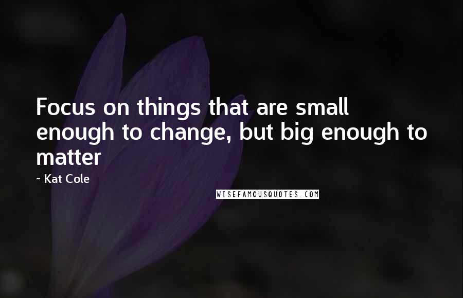 Kat Cole Quotes: Focus on things that are small enough to change, but big enough to matter