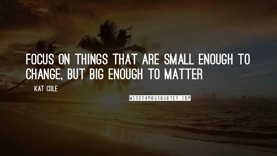 Kat Cole Quotes: Focus on things that are small enough to change, but big enough to matter