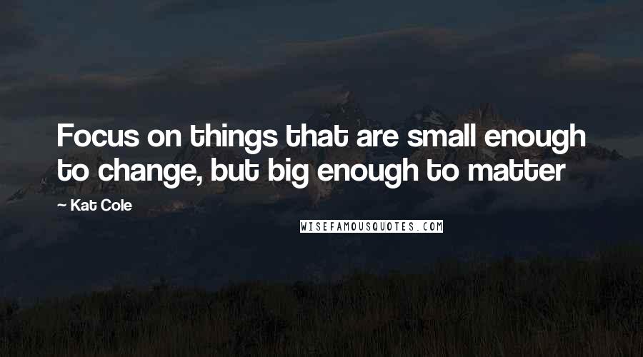 Kat Cole Quotes: Focus on things that are small enough to change, but big enough to matter