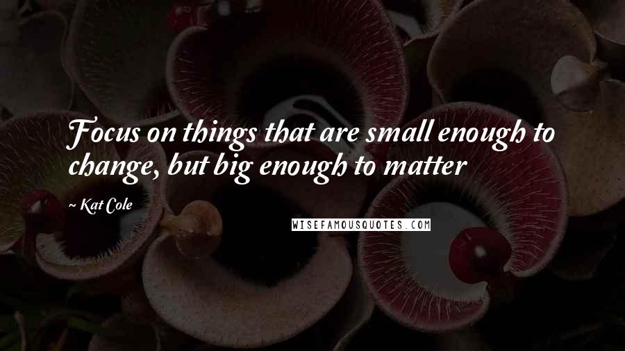 Kat Cole Quotes: Focus on things that are small enough to change, but big enough to matter