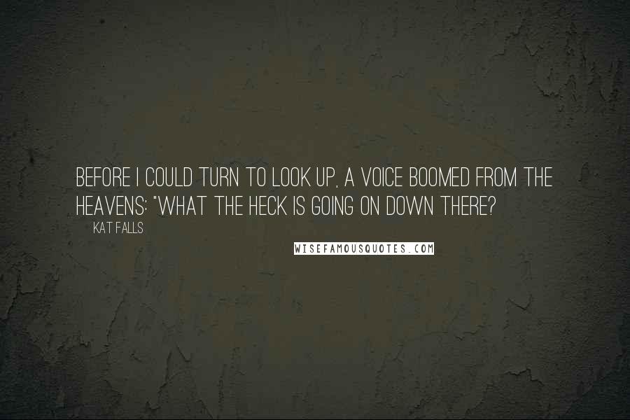 Kat Falls Quotes: Before I could turn to look up, a voice boomed from the heavens: "What the heck is going on down there?