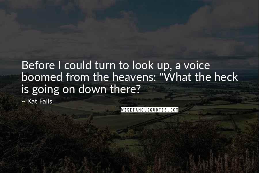 Kat Falls Quotes: Before I could turn to look up, a voice boomed from the heavens: "What the heck is going on down there?