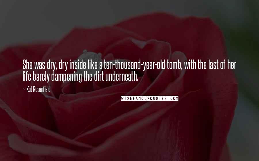 Kat Rosenfield Quotes: She was dry, dry inside like a ten-thousand-year-old tomb, with the last of her life barely dampening the dirt underneath.