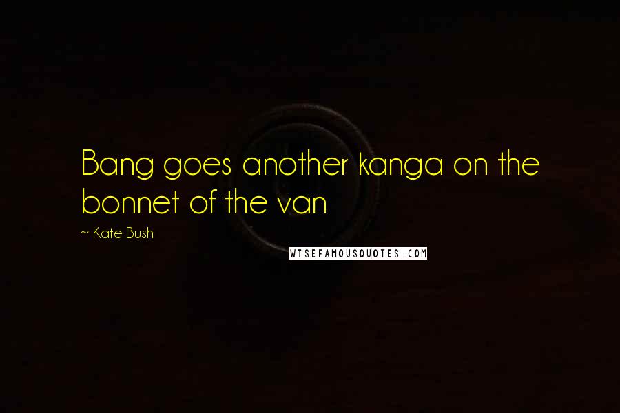 Kate Bush Quotes: Bang goes another kanga on the bonnet of the van