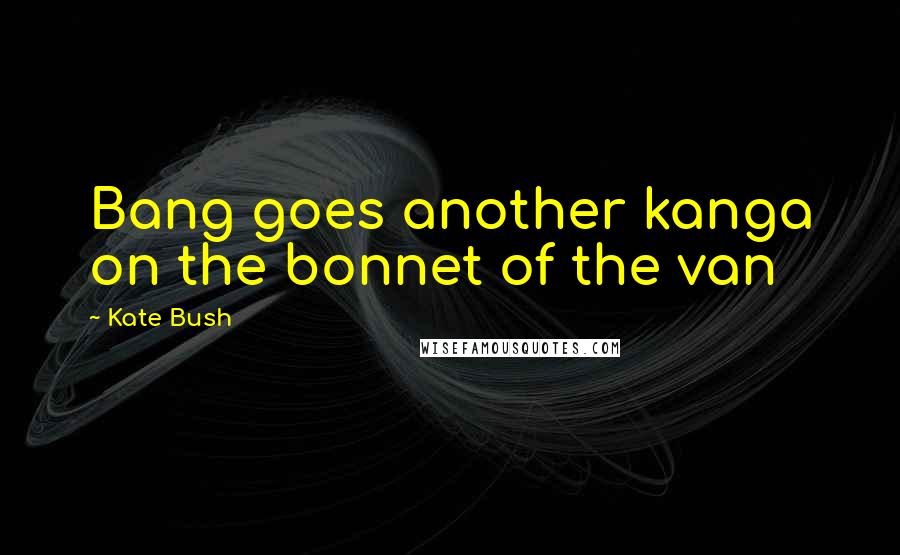 Kate Bush Quotes: Bang goes another kanga on the bonnet of the van