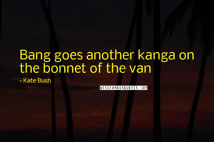 Kate Bush Quotes: Bang goes another kanga on the bonnet of the van