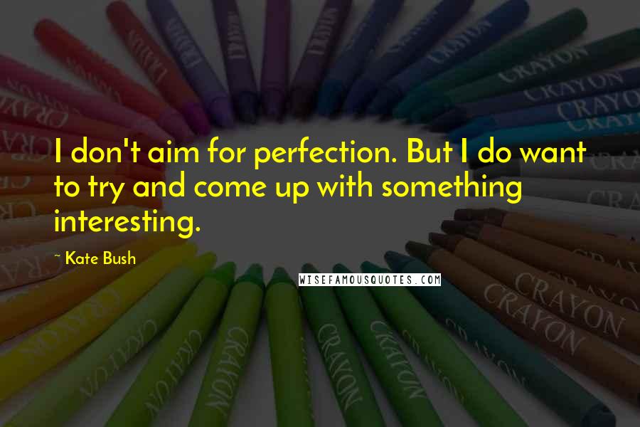 Kate Bush Quotes: I don't aim for perfection. But I do want to try and come up with something interesting.