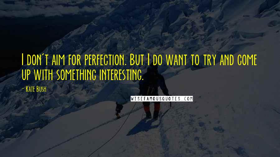 Kate Bush Quotes: I don't aim for perfection. But I do want to try and come up with something interesting.