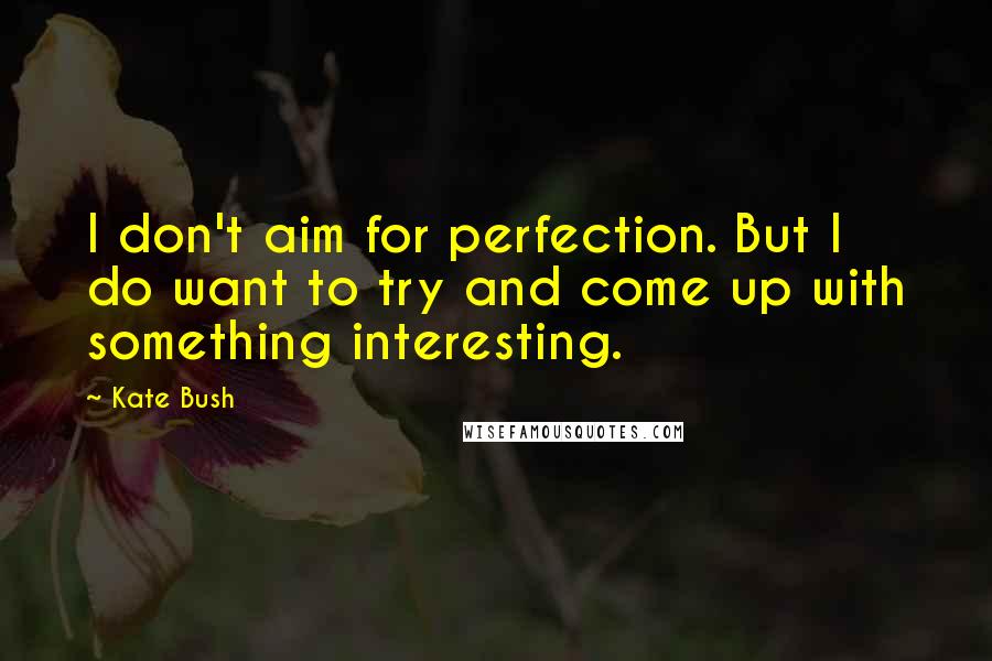 Kate Bush Quotes: I don't aim for perfection. But I do want to try and come up with something interesting.