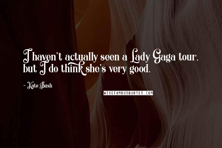 Kate Bush Quotes: I haven't actually seen a Lady Gaga tour, but I do think she's very good.