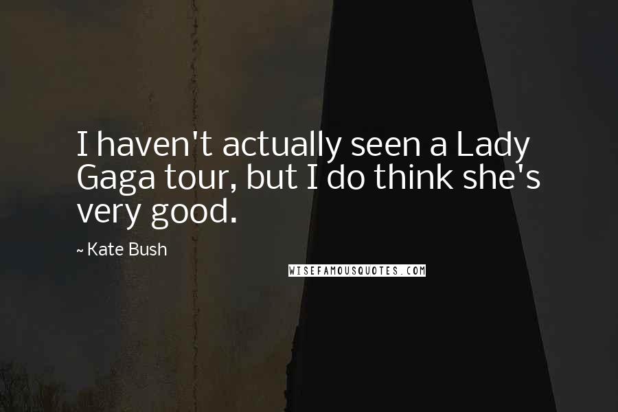 Kate Bush Quotes: I haven't actually seen a Lady Gaga tour, but I do think she's very good.