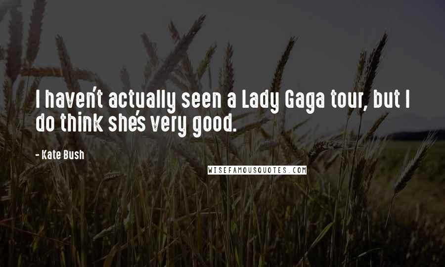 Kate Bush Quotes: I haven't actually seen a Lady Gaga tour, but I do think she's very good.