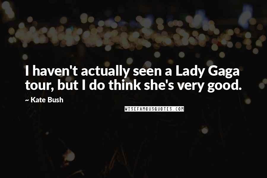 Kate Bush Quotes: I haven't actually seen a Lady Gaga tour, but I do think she's very good.