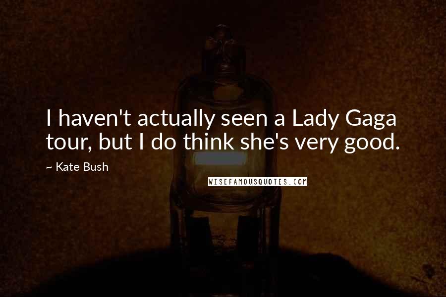 Kate Bush Quotes: I haven't actually seen a Lady Gaga tour, but I do think she's very good.