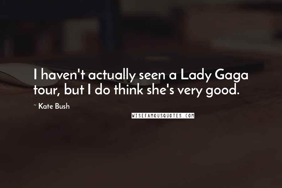Kate Bush Quotes: I haven't actually seen a Lady Gaga tour, but I do think she's very good.
