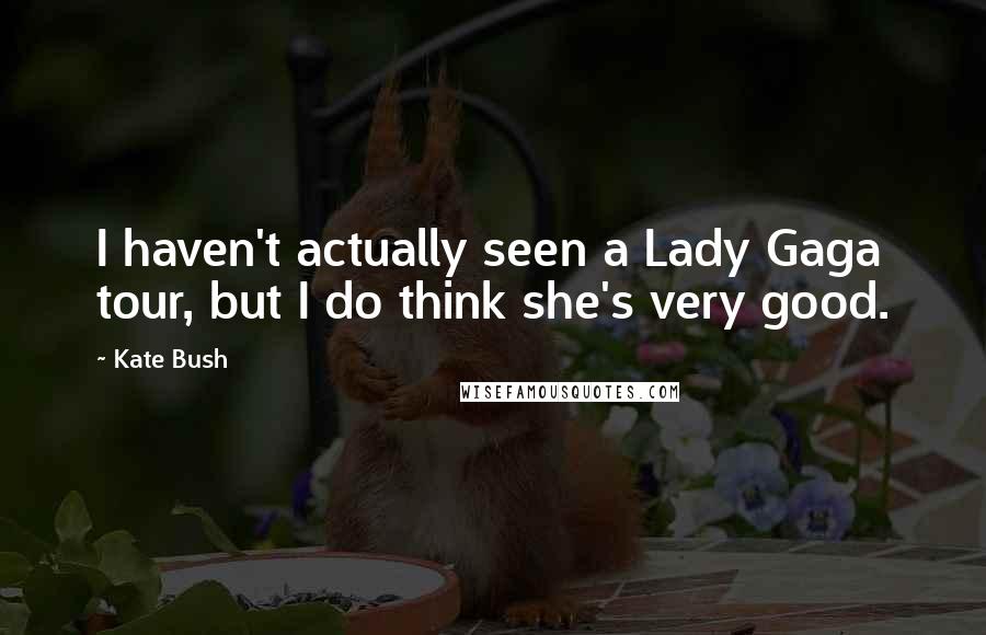 Kate Bush Quotes: I haven't actually seen a Lady Gaga tour, but I do think she's very good.