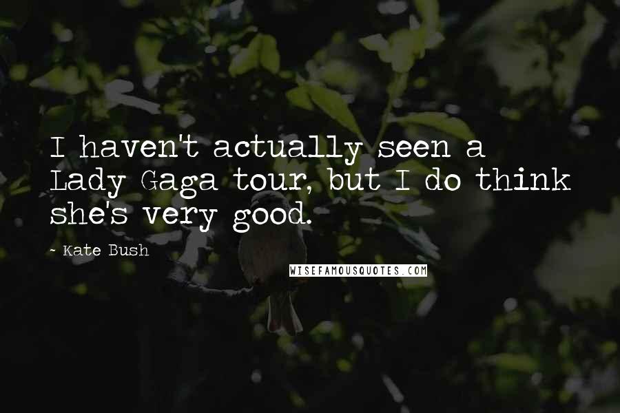 Kate Bush Quotes: I haven't actually seen a Lady Gaga tour, but I do think she's very good.