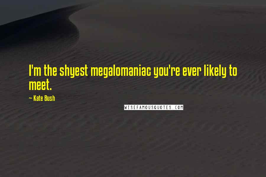 Kate Bush Quotes: I'm the shyest megalomaniac you're ever likely to meet.