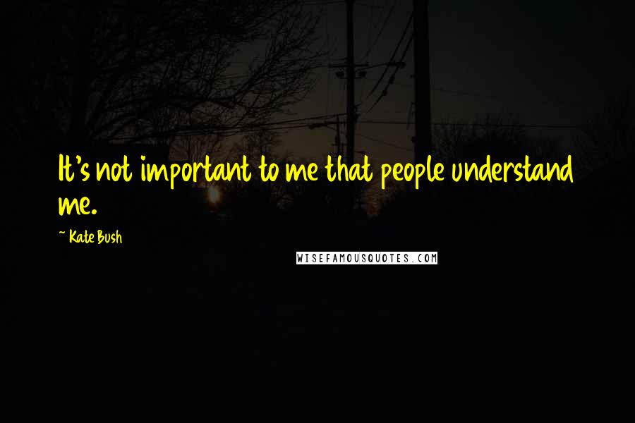 Kate Bush Quotes: It's not important to me that people understand me.