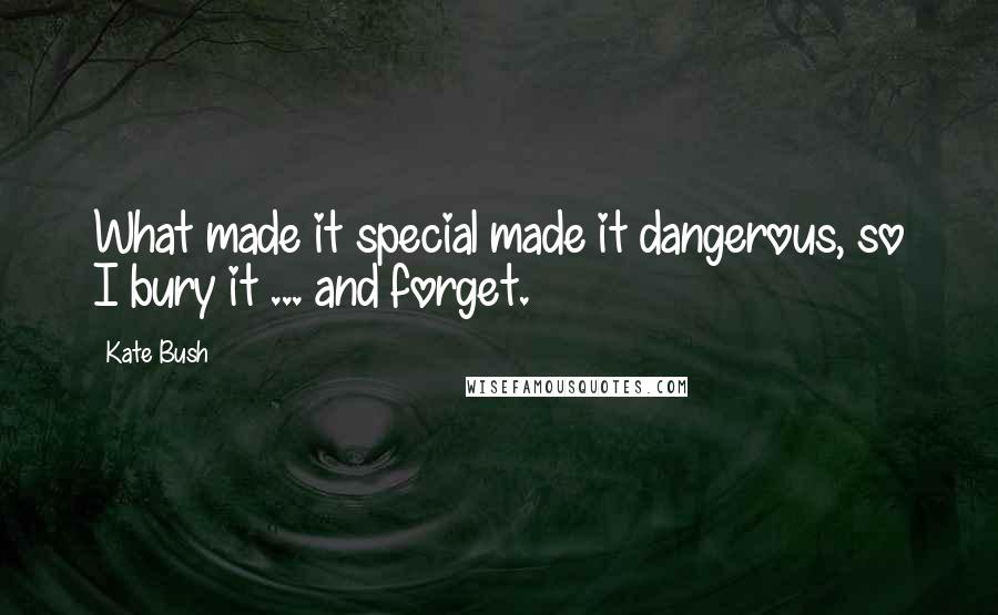 Kate Bush Quotes: What made it special made it dangerous, so I bury it ... and forget.