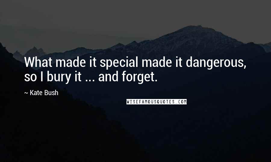 Kate Bush Quotes: What made it special made it dangerous, so I bury it ... and forget.