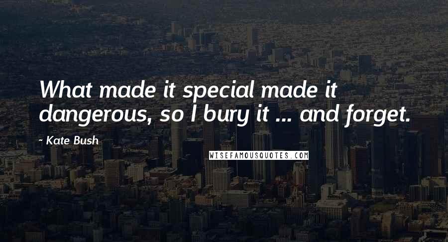 Kate Bush Quotes: What made it special made it dangerous, so I bury it ... and forget.