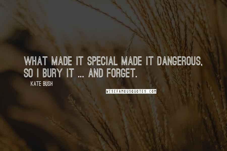 Kate Bush Quotes: What made it special made it dangerous, so I bury it ... and forget.