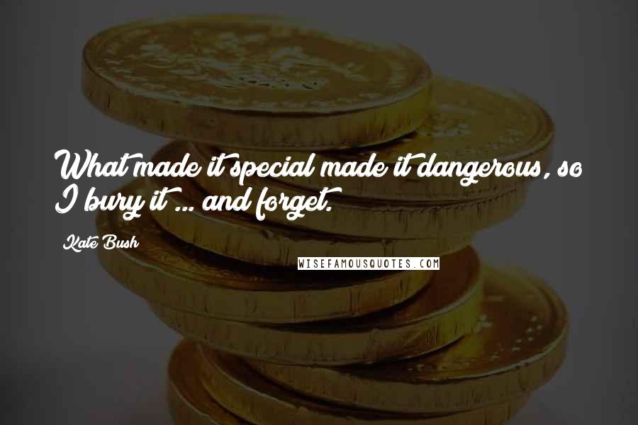 Kate Bush Quotes: What made it special made it dangerous, so I bury it ... and forget.