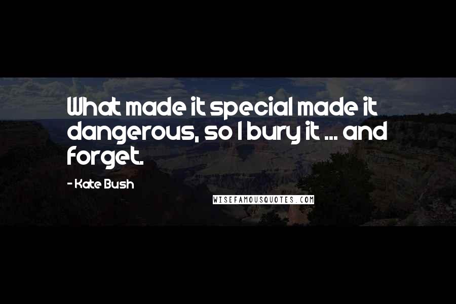 Kate Bush Quotes: What made it special made it dangerous, so I bury it ... and forget.