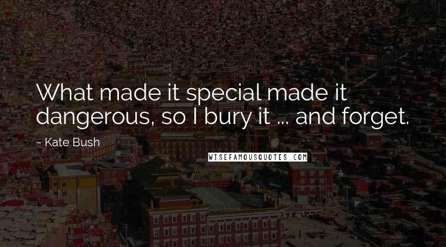 Kate Bush Quotes: What made it special made it dangerous, so I bury it ... and forget.