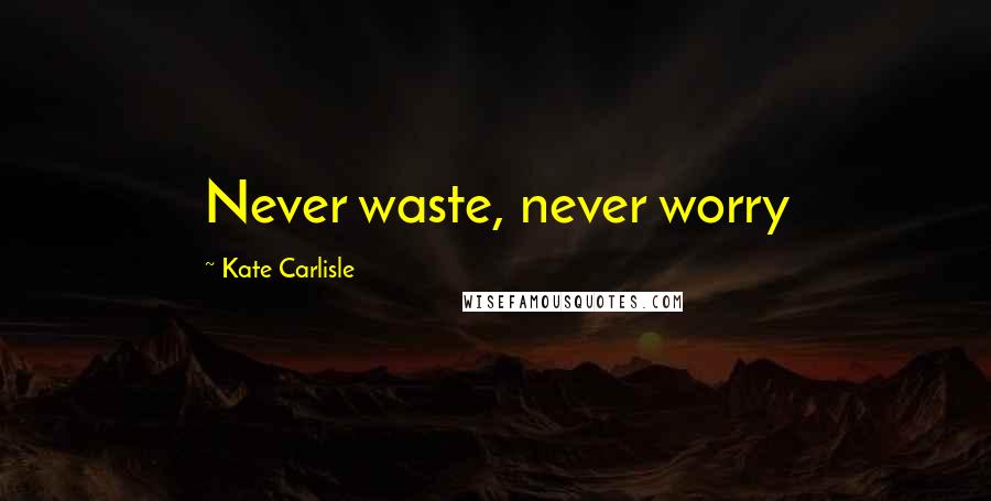 Kate Carlisle Quotes: Never waste, never worry