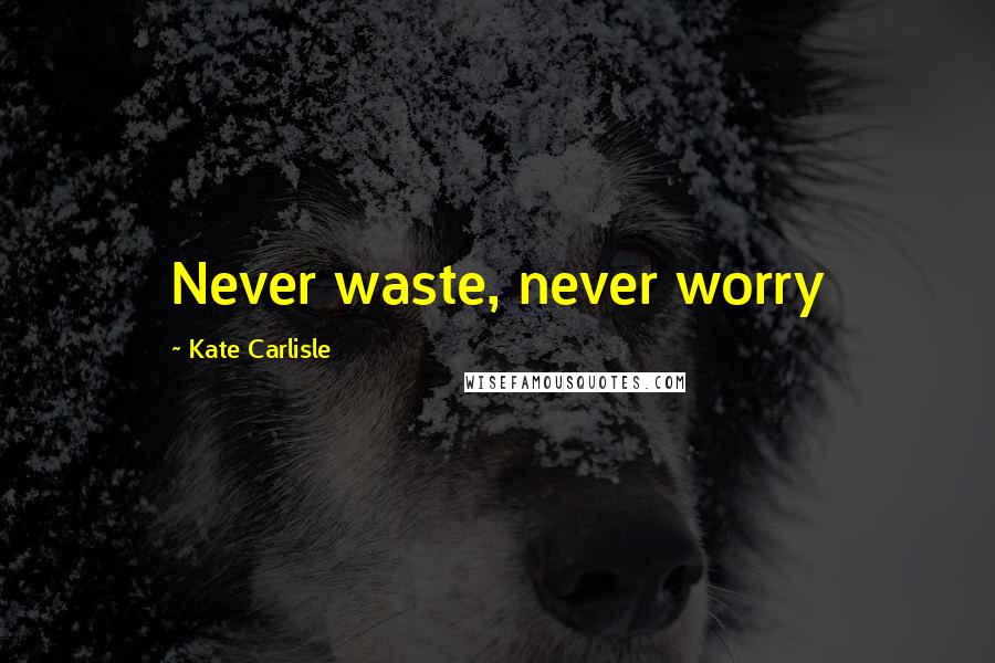 Kate Carlisle Quotes: Never waste, never worry