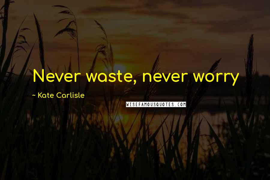 Kate Carlisle Quotes: Never waste, never worry