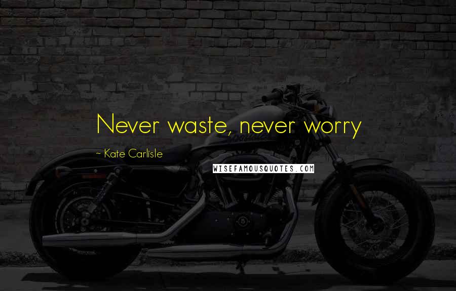 Kate Carlisle Quotes: Never waste, never worry