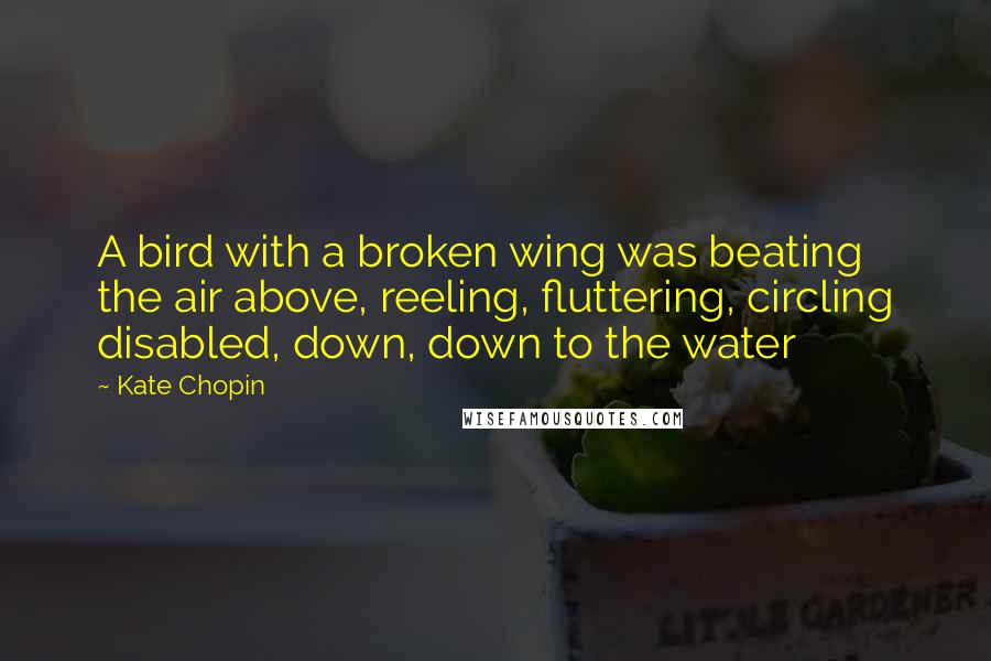 Kate Chopin Quotes: A bird with a broken wing was beating the air above, reeling, fluttering, circling disabled, down, down to the water