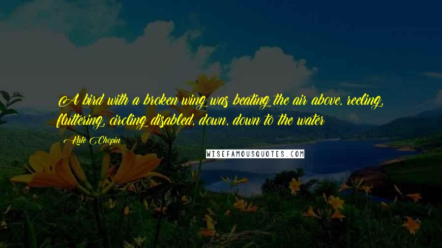 Kate Chopin Quotes: A bird with a broken wing was beating the air above, reeling, fluttering, circling disabled, down, down to the water