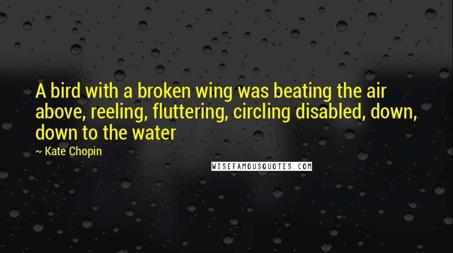 Kate Chopin Quotes: A bird with a broken wing was beating the air above, reeling, fluttering, circling disabled, down, down to the water