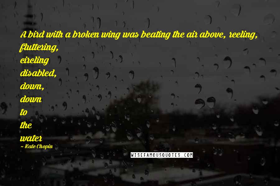 Kate Chopin Quotes: A bird with a broken wing was beating the air above, reeling, fluttering, circling disabled, down, down to the water
