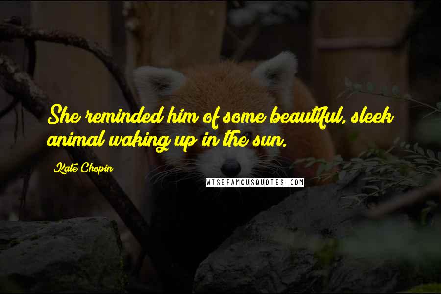 Kate Chopin Quotes: She reminded him of some beautiful, sleek animal waking up in the sun.
