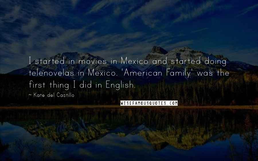 Kate Del Castillo Quotes: I started in movies in Mexico and started doing telenovelas in Mexico. 'American Family' was the first thing I did in English.