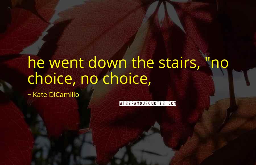Kate DiCamillo Quotes: he went down the stairs, "no choice, no choice,