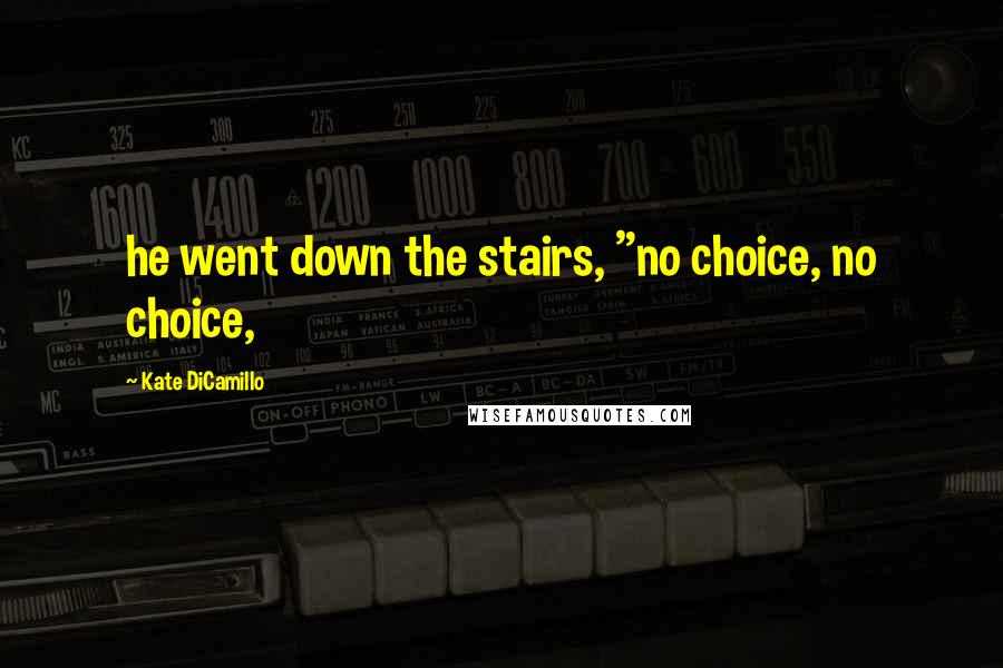 Kate DiCamillo Quotes: he went down the stairs, "no choice, no choice,