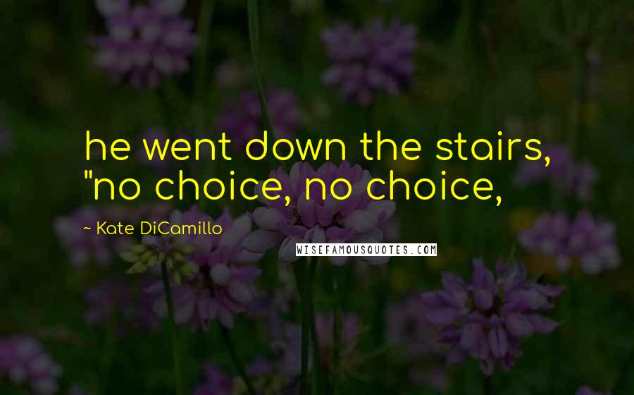 Kate DiCamillo Quotes: he went down the stairs, "no choice, no choice,