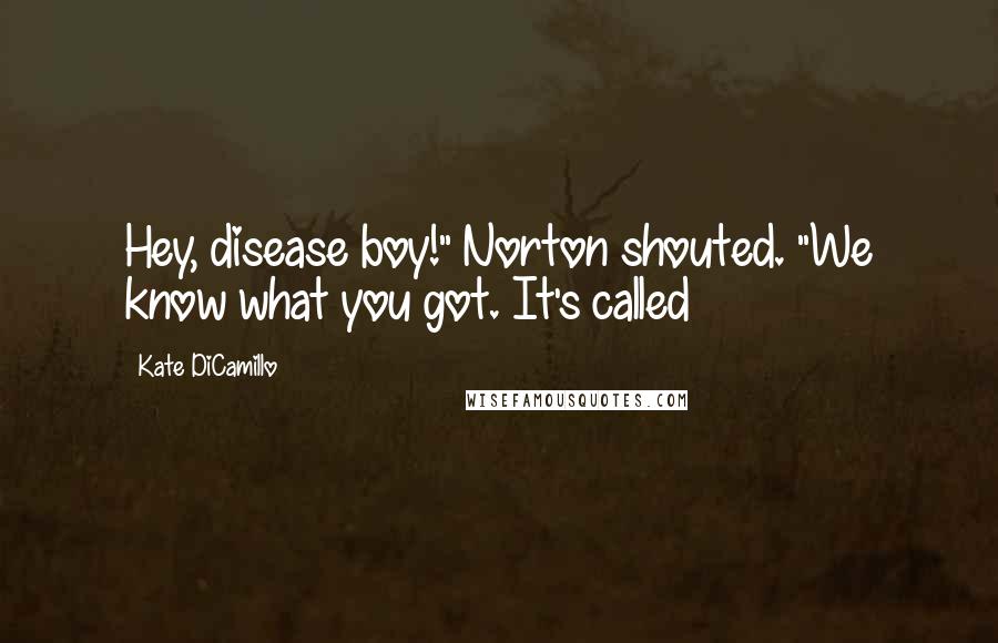 Kate DiCamillo Quotes: Hey, disease boy!" Norton shouted. "We know what you got. It's called